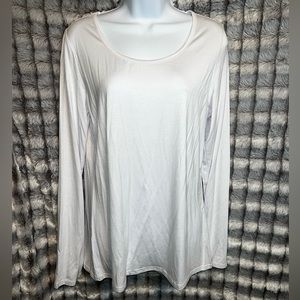 OThread & Co. Scoop Neck Long Sleeve Fitted Shirt (White) (XXL)